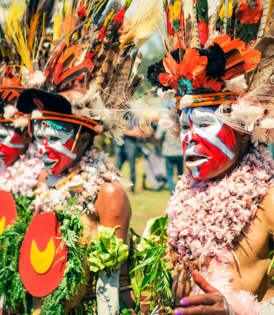 Traditional Enga cultural show. Wabag, Papua New Guinea.