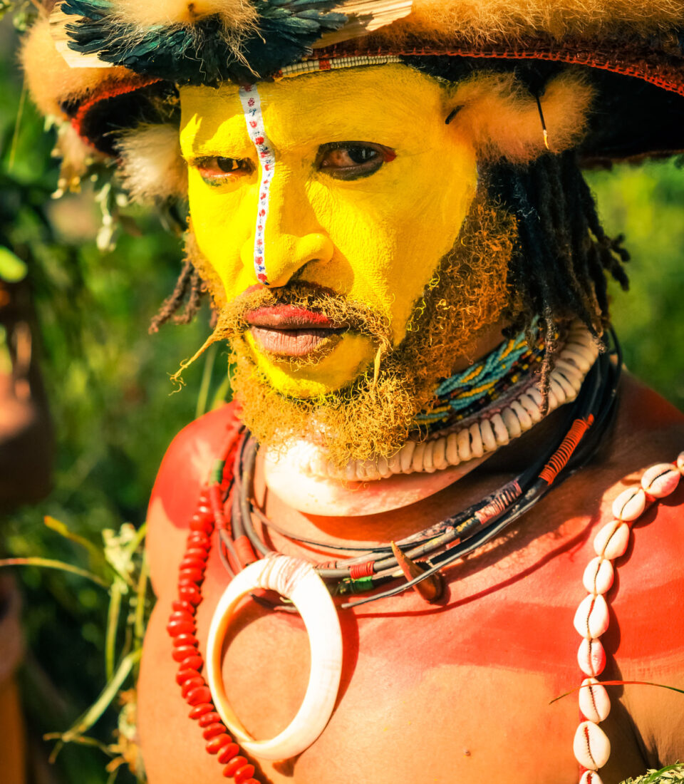 Traditional makeup and jewellery. Wabag, Papua New Guinea.