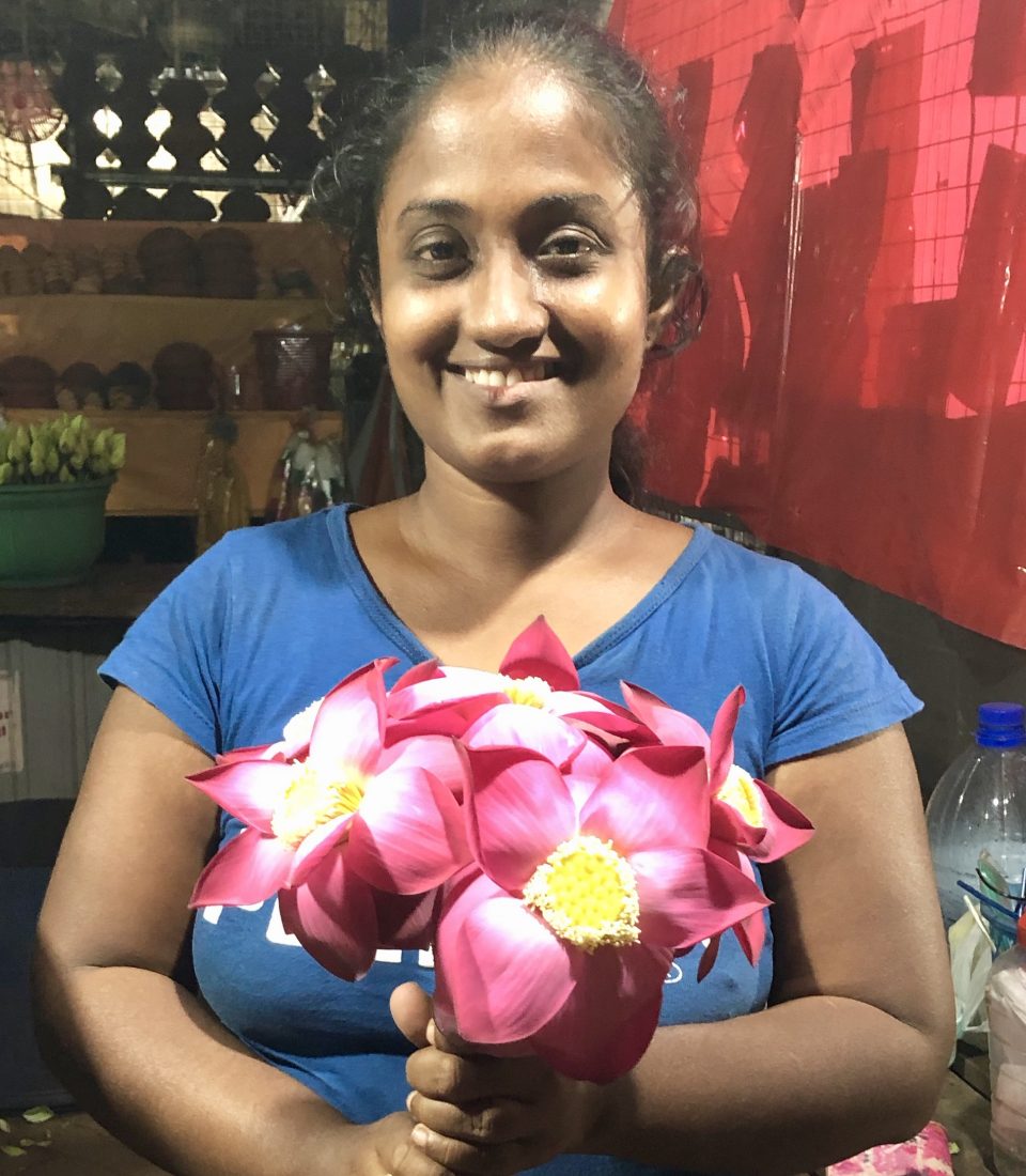 Flower seller at the Stupa entrance